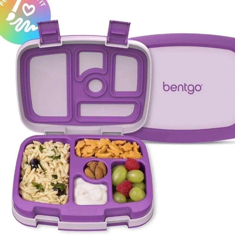 Bentgo Kids Leak-Proof 5-Compartment Bento Lunch Box Purple Ages 3-7
